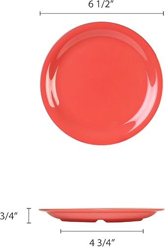 Miniatura 2 de Thunder Group Colección de vajilla de melamina de color naranja de 6.5 pulgadas, plato redondo de borde estrecho, viene en docena