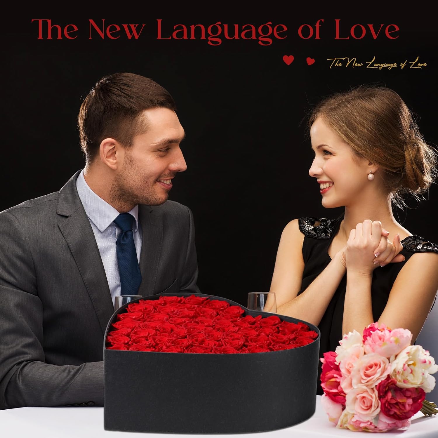 50 Piece Preserved Roses in Heart Shaped Box Valentine's Day Gifts for Her Flowers in a Box Eternal Roses for Women Wife Her Mother's Day - Image 2