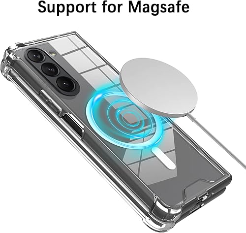 Miniatura 2 de ZIYE Funda para Samsung Galaxy Z Fold 5 compatible con MagSafe Funda magnética transparente para mujeres y hombres, carga inalámbrica, transparente,
