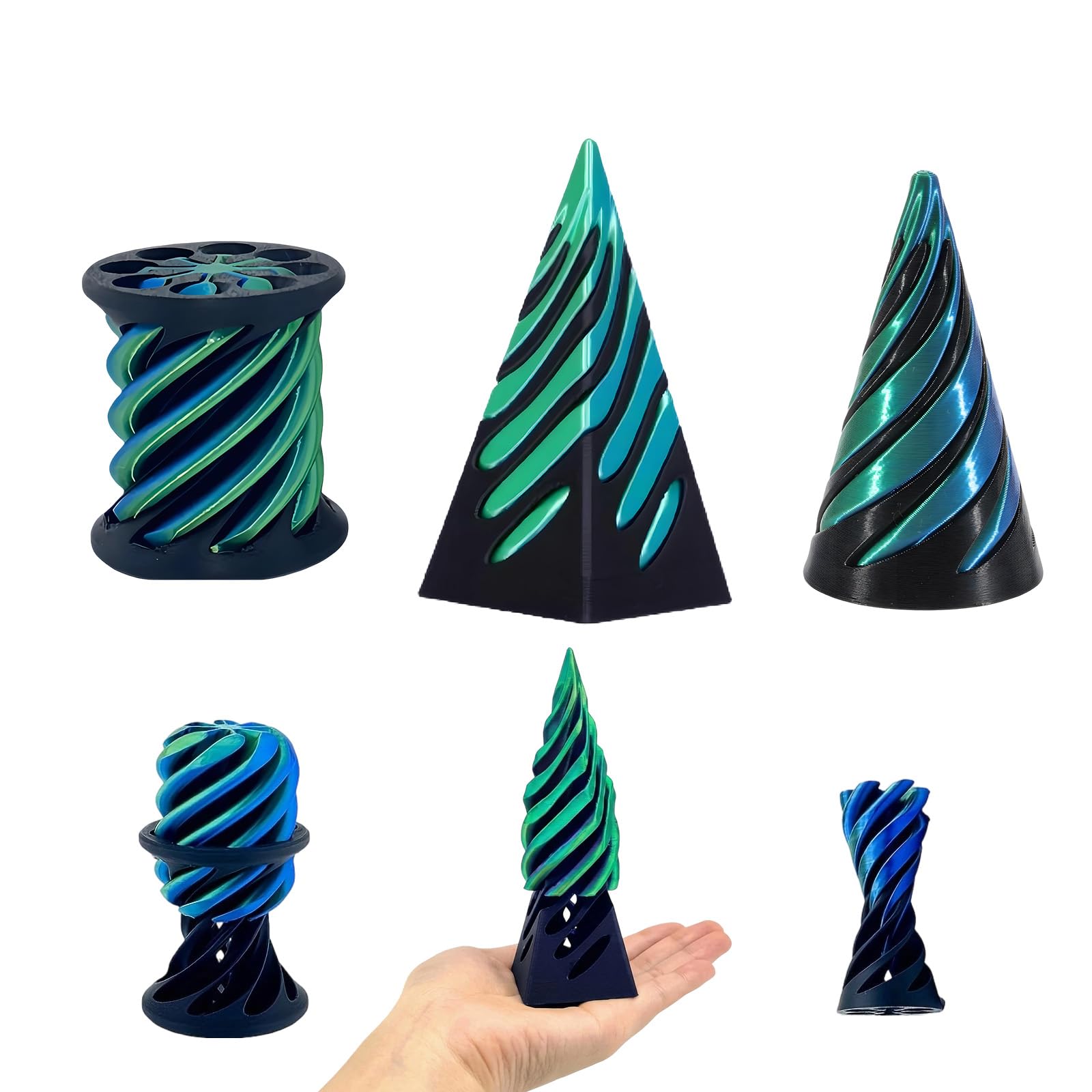 3 PCS 3D fidget toy spiral cone fidget toy,3D Printed Impossible Cone,3D Printed Spiral Cone Fidget Toy,Stress Relief Desk Toy, Office Decor, Whimsical wonders sensory fidget for adults