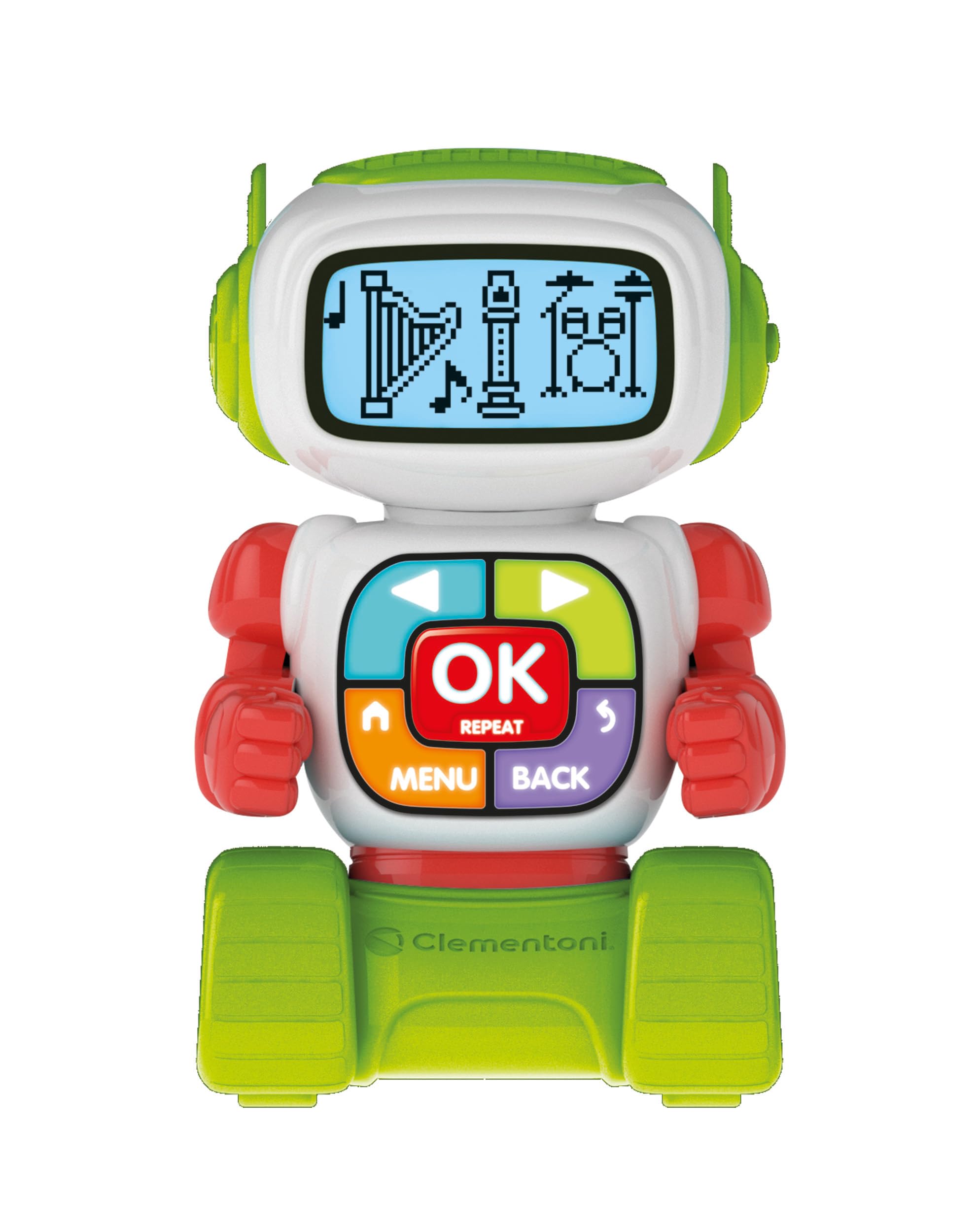 Clementoni – Eddie Robot Educativo – 30 Tarjetas Doble Cara + 20 Actividades Educativas (Letras, números, emociones, Instrumentos, Formas) con Pantalla LCD – Niños de 4 a 6años – 55617