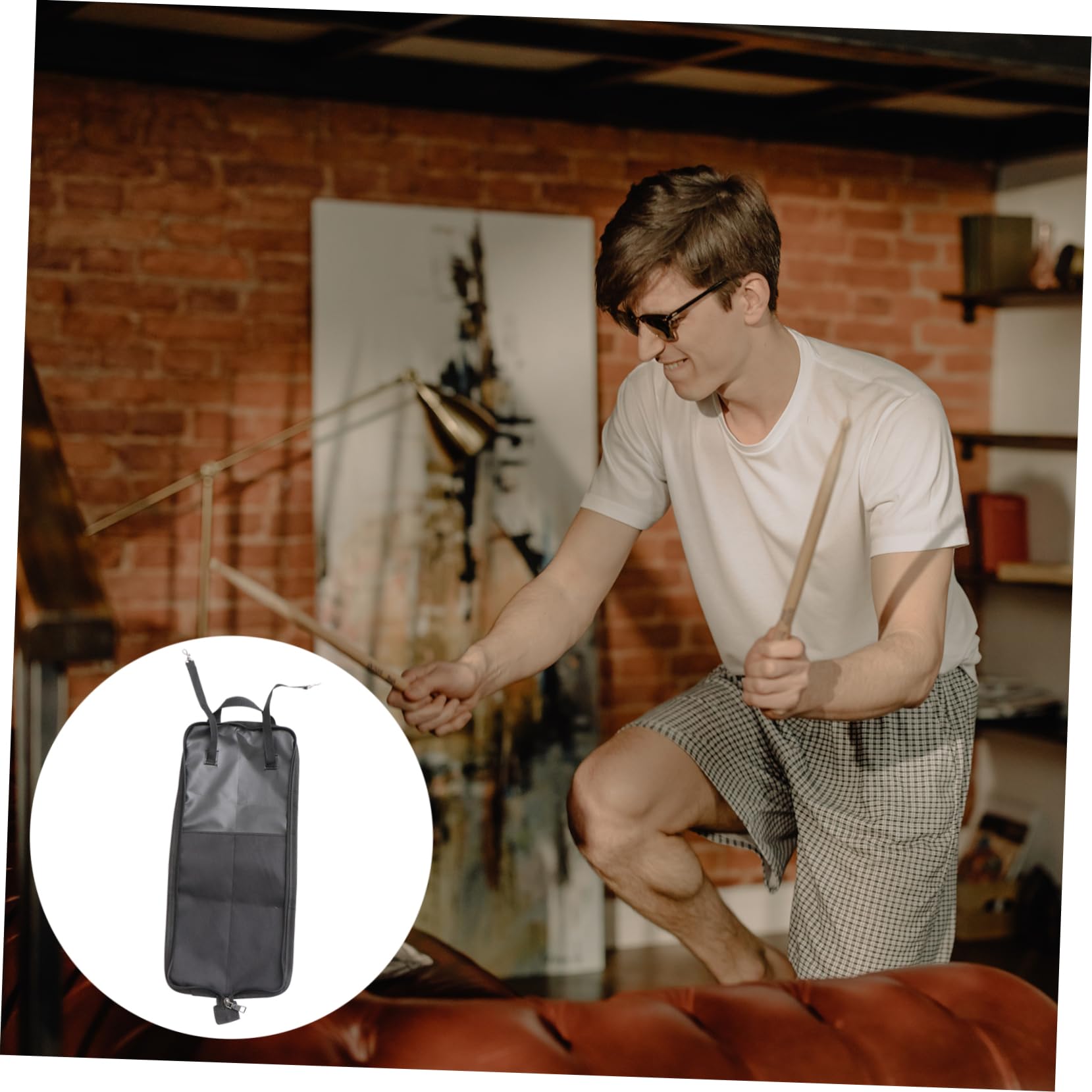 Toddmomy Portable Drum Stick Bag with Carrying Handle Durable Storage Case for Drummers and Percussion Accessories Volume Holder with Double Hooks for Quick Access Random Color