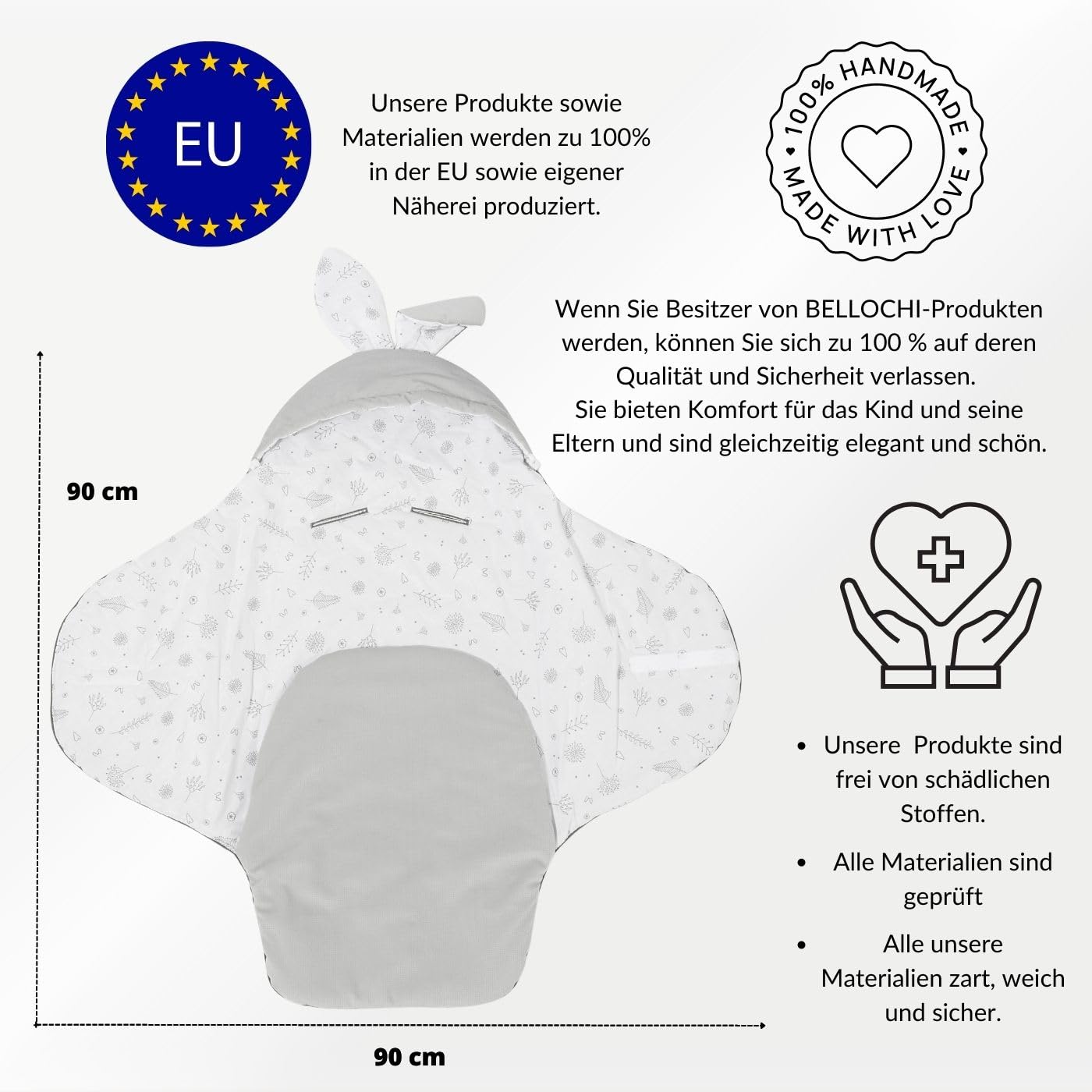 Bellochi Growing in style Premium Einschlagdecke Babyschale, Baby Erstausstattung aus Baumwolle für Autositz, Kuscheldecke für Kinderwagen mit Fußsack passend für Maxi-Cosi, Römer, Cybex - Copse