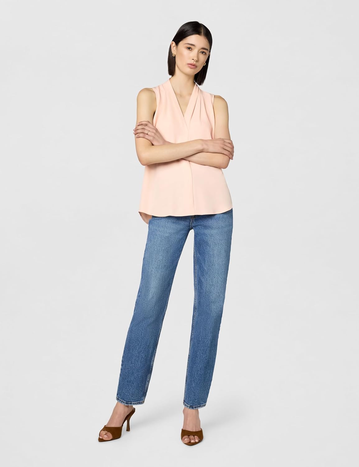 Calvin Klein Women's Sleeveless Blouse with Inverted Pleat (Standard and Plus) - Image 6