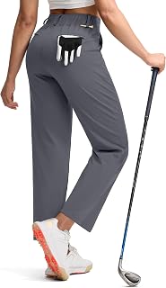 ISEEGZ Fleece Lined Pants Women Winter Golf Pant with Zipper Pockets Pull On Stretch Dressy Travel Work Casual Slacks