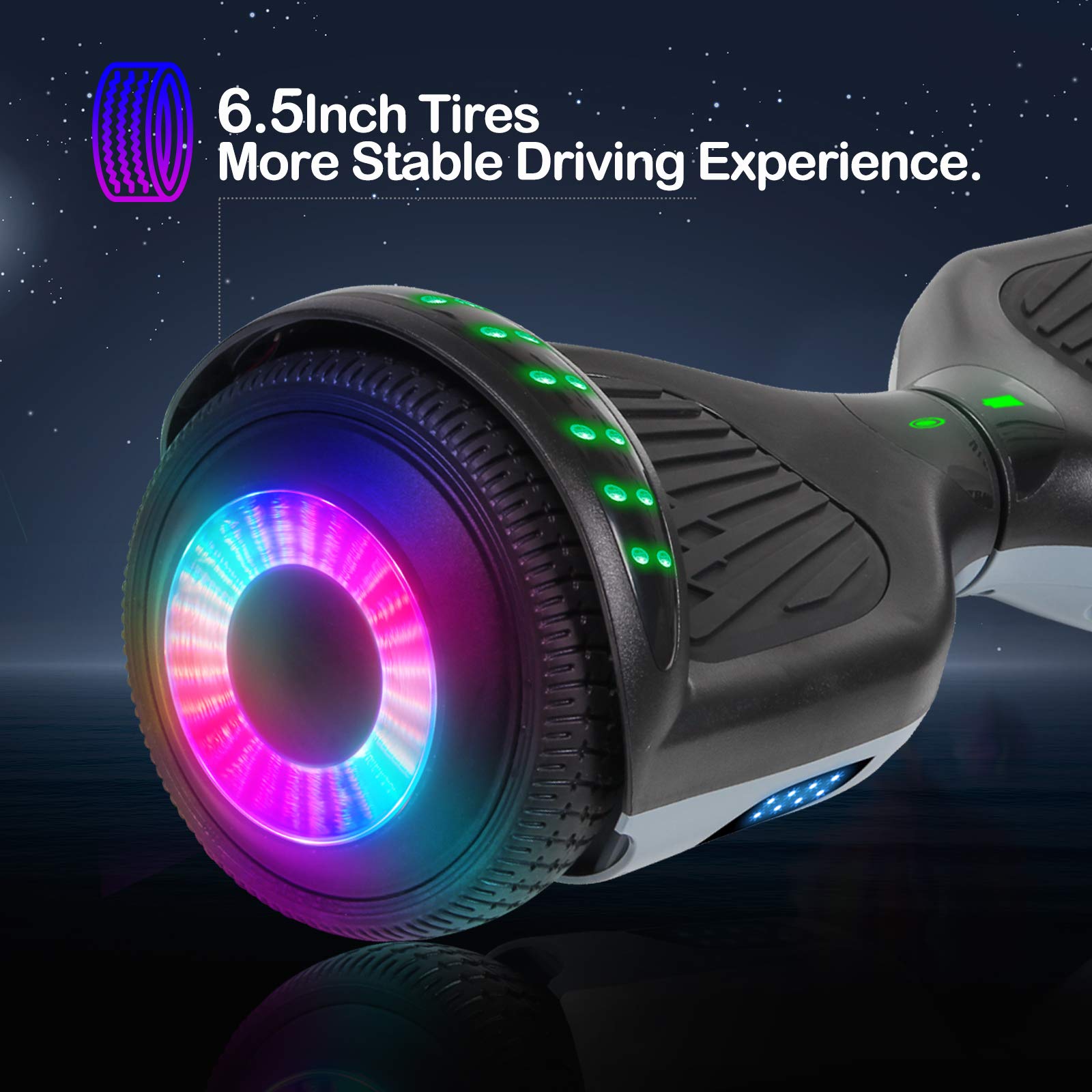 SISIGAD Hoverboard with Bluetooth Speaker and Led Lights, Smart 6.5