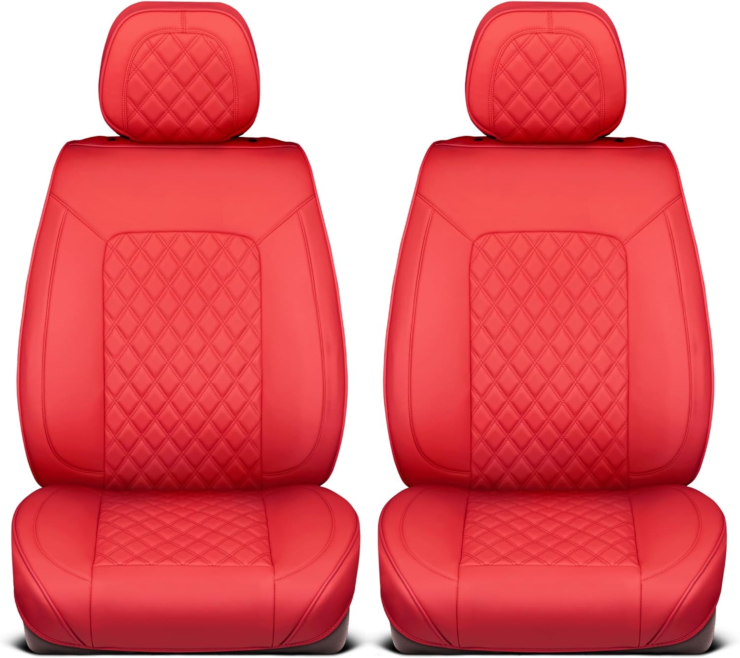 Prestige Edition Faux Leather Seat Covers for Cars, Trucks, & SUV – 2 Red Car Seat Covers for Front Seats - Universal Fit Car Accessories Automotive Interior Protector for Most Vehicles