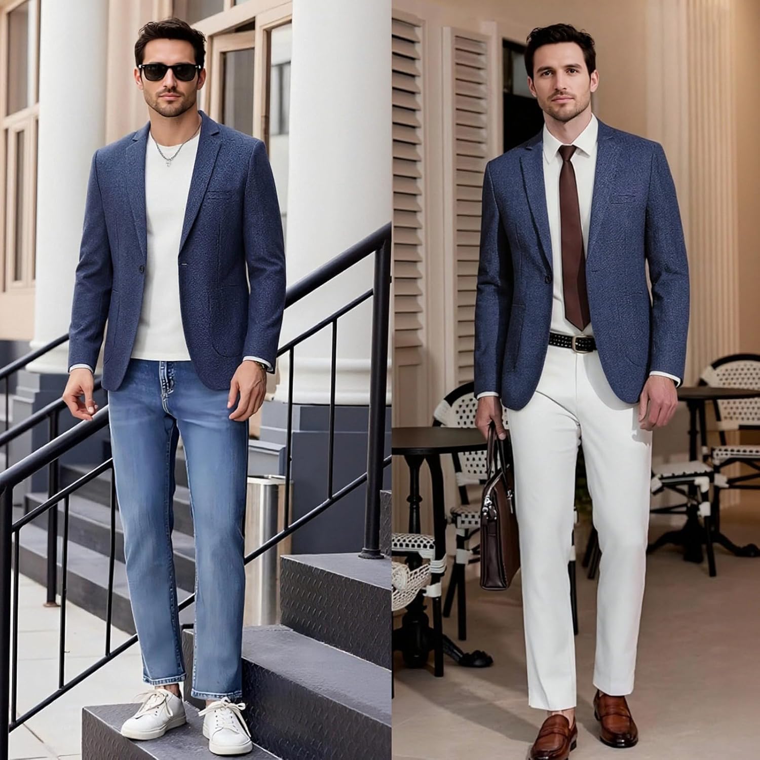 Mens Casual Blazer One Button Suit Jacket with Pockets Lightweight Sport Coats for Business Office Party