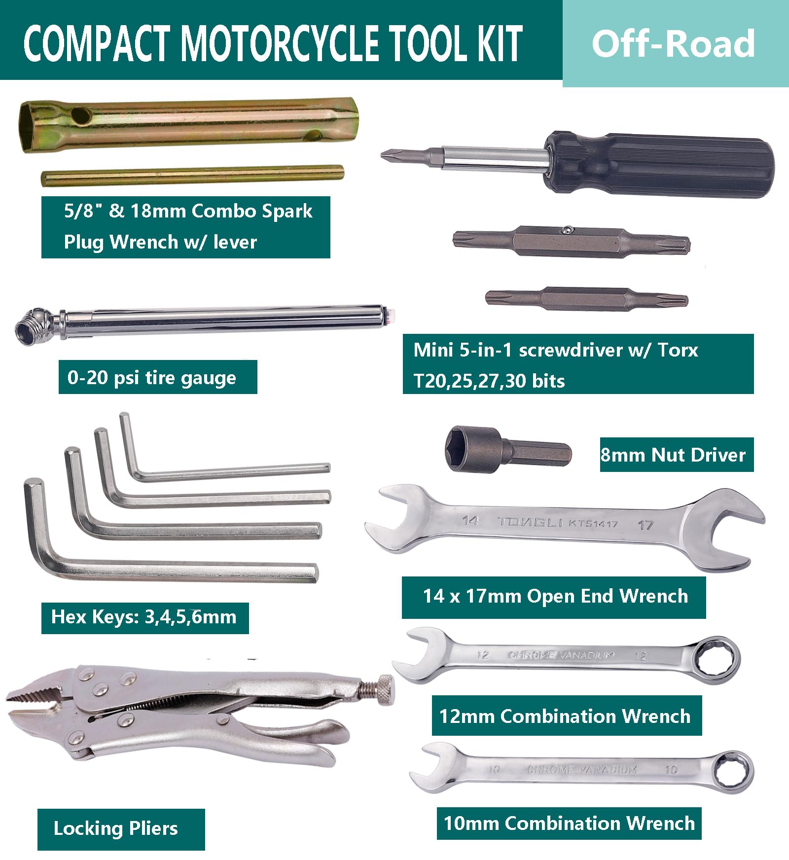 WINTOWIN Compact Tool Kit for Roadside Service,Sports Bike,Motorcycle Repair Tool Kit for Japanese Motorcycle, ATV,UTV,Sports Bike,Gift for Father Husband Christmas Birthday