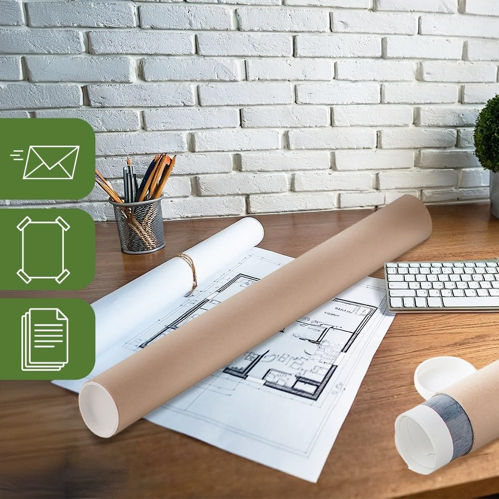Pack and Move – Lote de 20 tubos para envío y embalaje – 10 x 100 cm – Para póster y póster – Con tapa