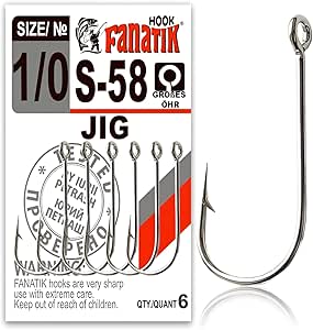 Ami Da Pesca FANATIK JIG S-58 Misure 5/0-1/0 - Per Esche Morbide, Acciaio Carbonio - Foto 7