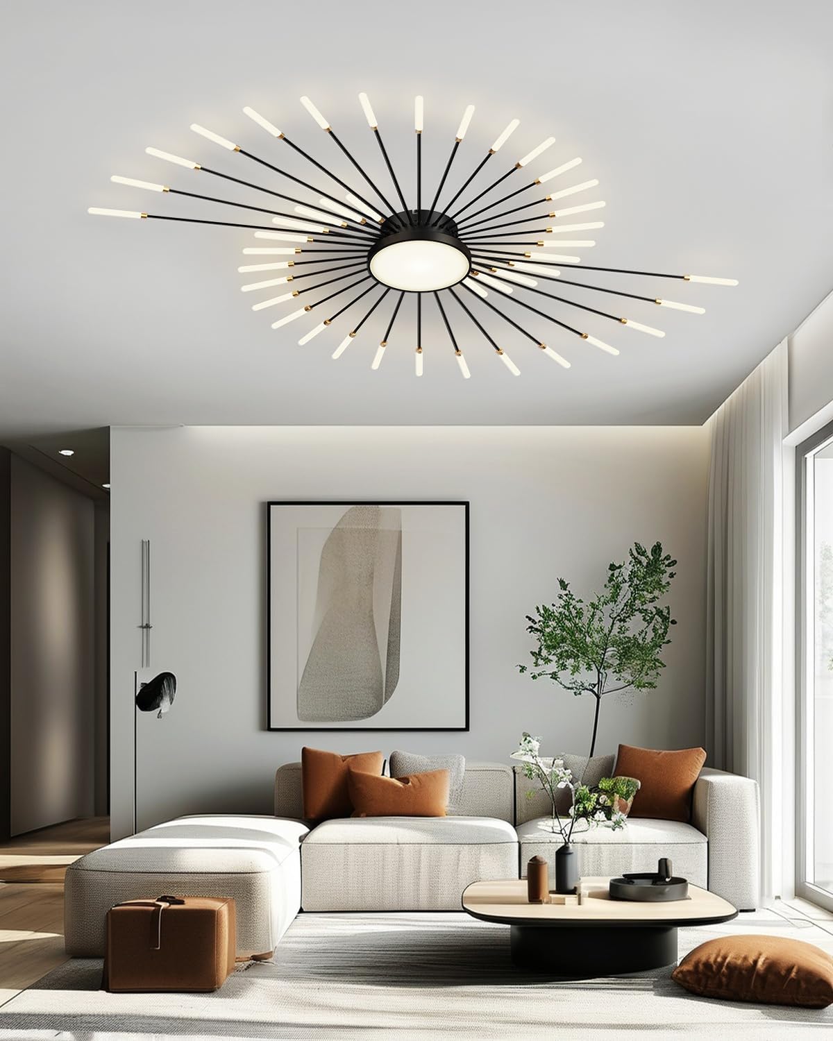 ceiling light modern led ceiling lamps,flower shape ceiling lights,flush mount chandelier,metal acrylic ceiling lamps,living room light fixtures ceiling for bedroom,dining room(black, 42+1 heads) black 42+1 lights