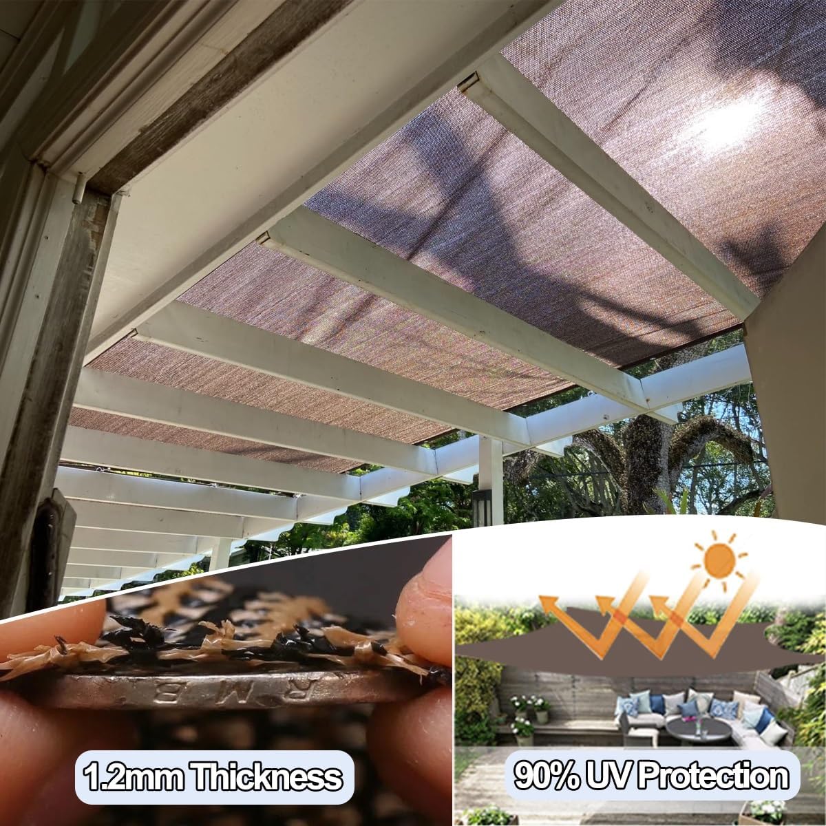 Outdoor UV Blocker Garden Shade Cloth with Grommets – 10x11m Sun Protection Fabric for Terrace & Greenhouse, Easy Installation Canopy Cover for Patio, Deck, and Garden