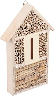 Fydun Wooden Bee House Shelter Garden Nesting Box Handicrafts Outdoor Ornament Decoration Wooden Bee House Shelter for Family
