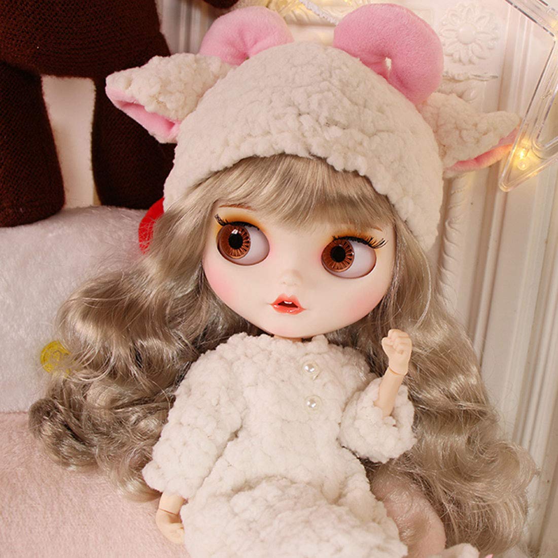 Mecotecn 1/6 BJD Doll Similar to Blythe Doll, 19 Joints Ball Jointed Doll with Make-Up, Clothing, 4 Colours Eyeballs, 9 Pairs of Hands