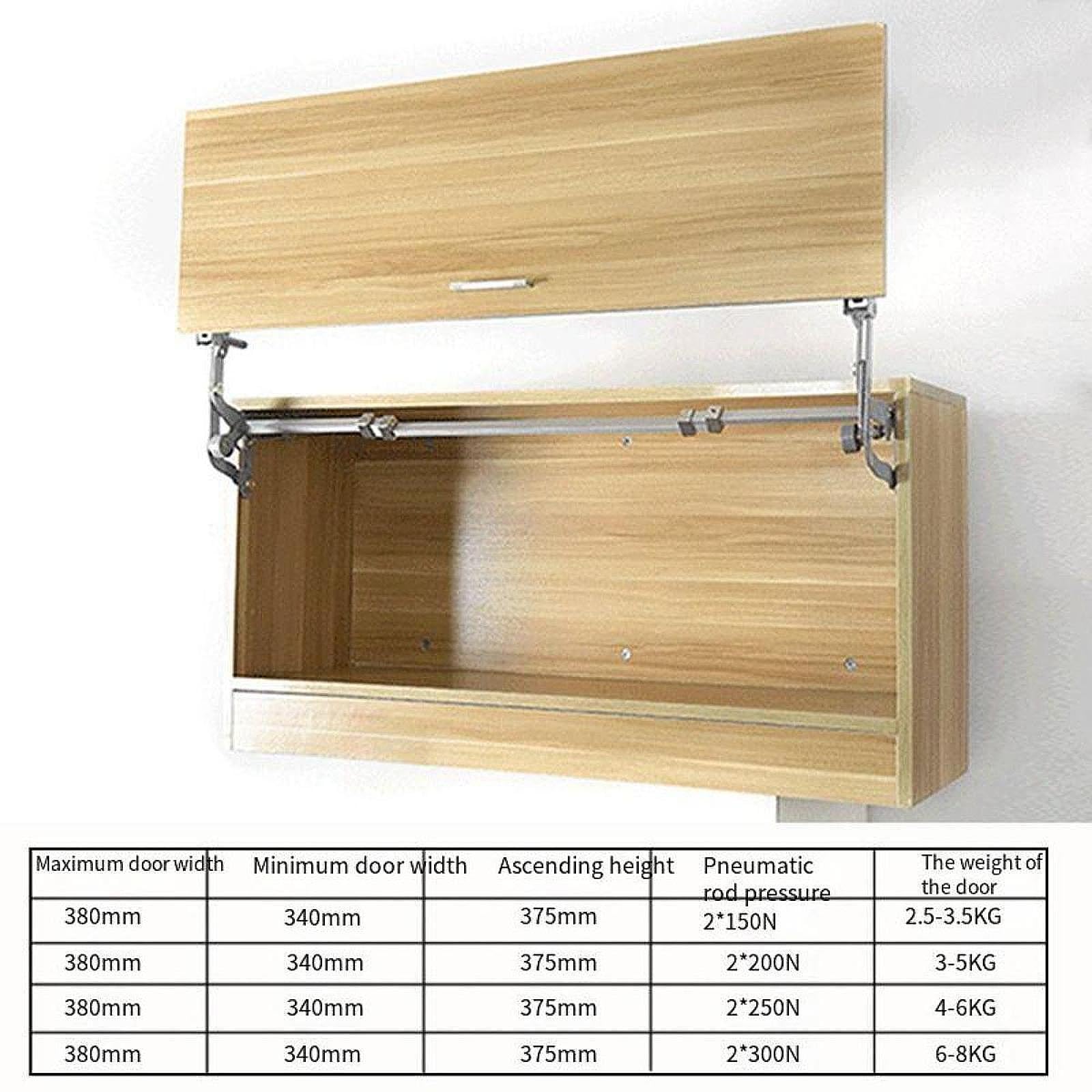 Bisagras para Puertas de Gabinete de Estructura Plegable Neumática Accesorio con Brazo Elevador Vertical Y Soporte Fuerte Montaje Fácil Y Larga Durabi, Gris con Búfer