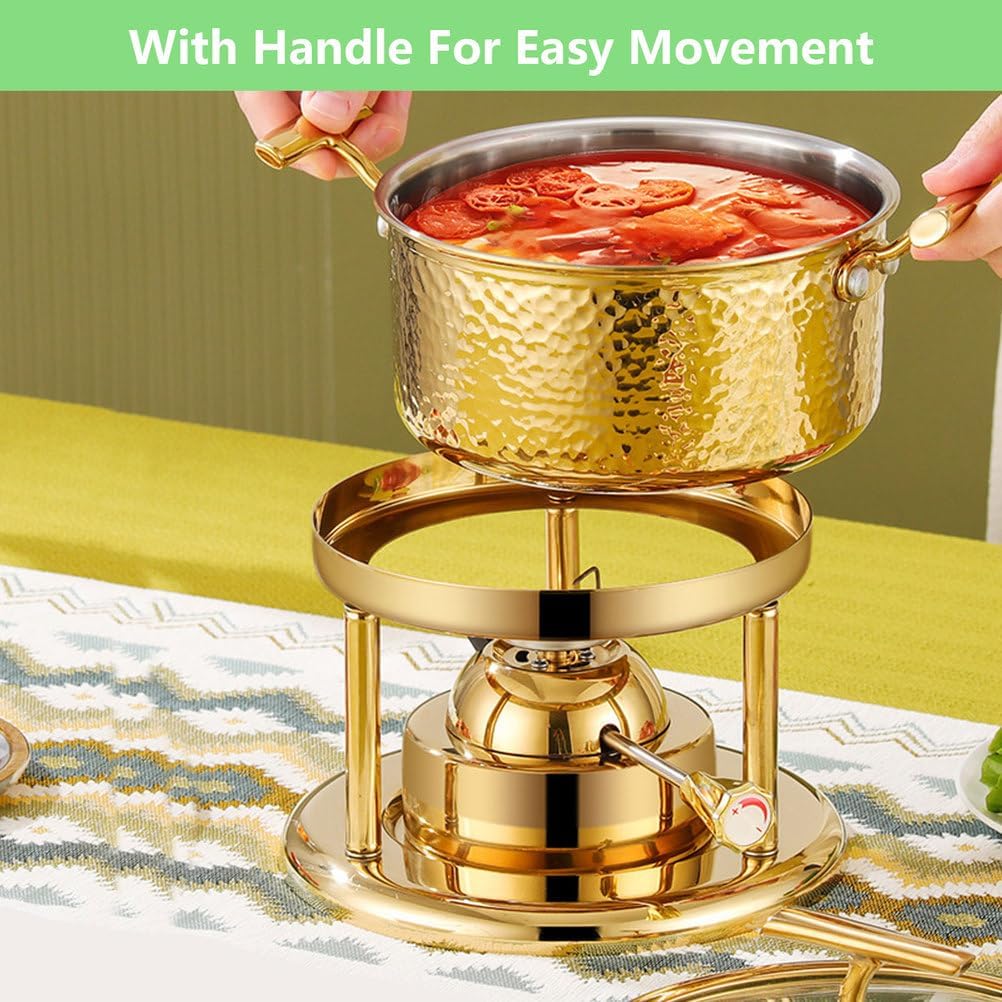 AIZYR Mini Chinese Shabu Hot Pot, Stainless Steel Stove Camping Stove Chafing Dishes for Buffet for Kitchen Restaurant Party Outdoor,Rose Gold