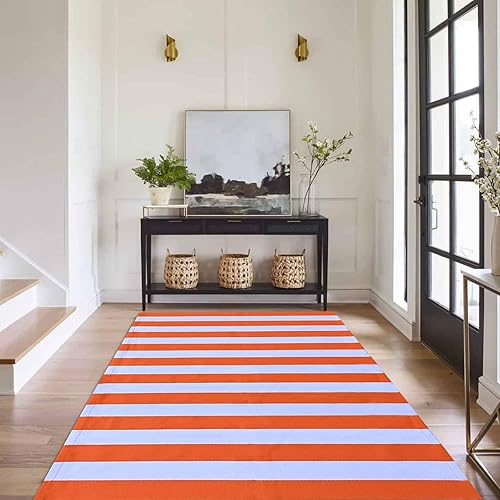 Vista 135 de Alfombra de exterior blanca y negra de 3 x 5 pies, alfombra de algodón tejida a mano, lavable a máquina, para interiores y exteriores, alfombra