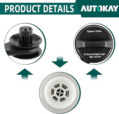 Miniatura 2 de AUTOKAY 95995094 Tapa de depósito de combustible con correa compatible con Chevy GMC Buick Pontiac