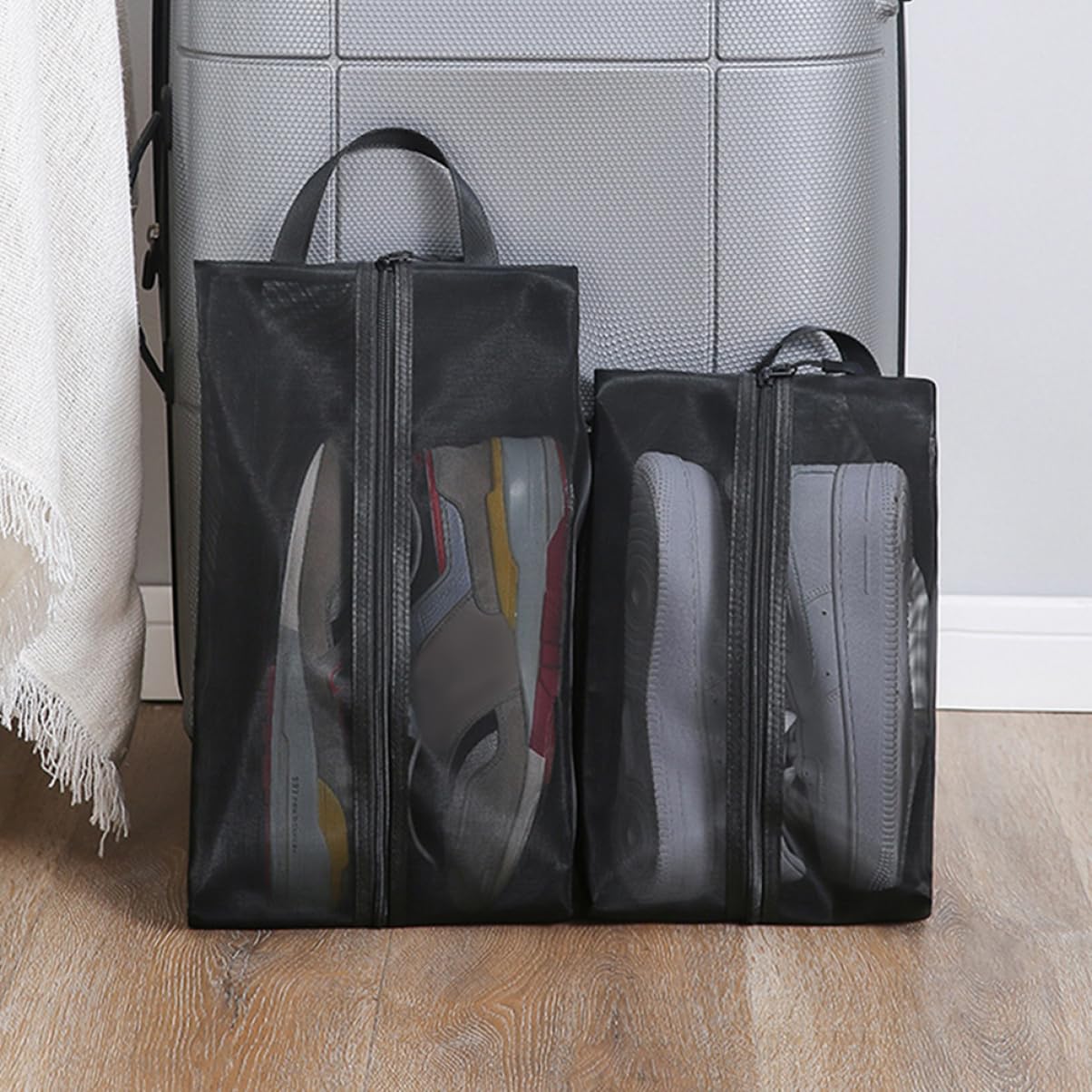 6 STK Aufbewahrungstasche Aus Mesh Reiseset Für Männer Schrank Schuhbeutel Tragbare Schuhtasche Taschenorganisator Beutel Für Reiseschuhe Black Atmungsaktives Polyester-Netz