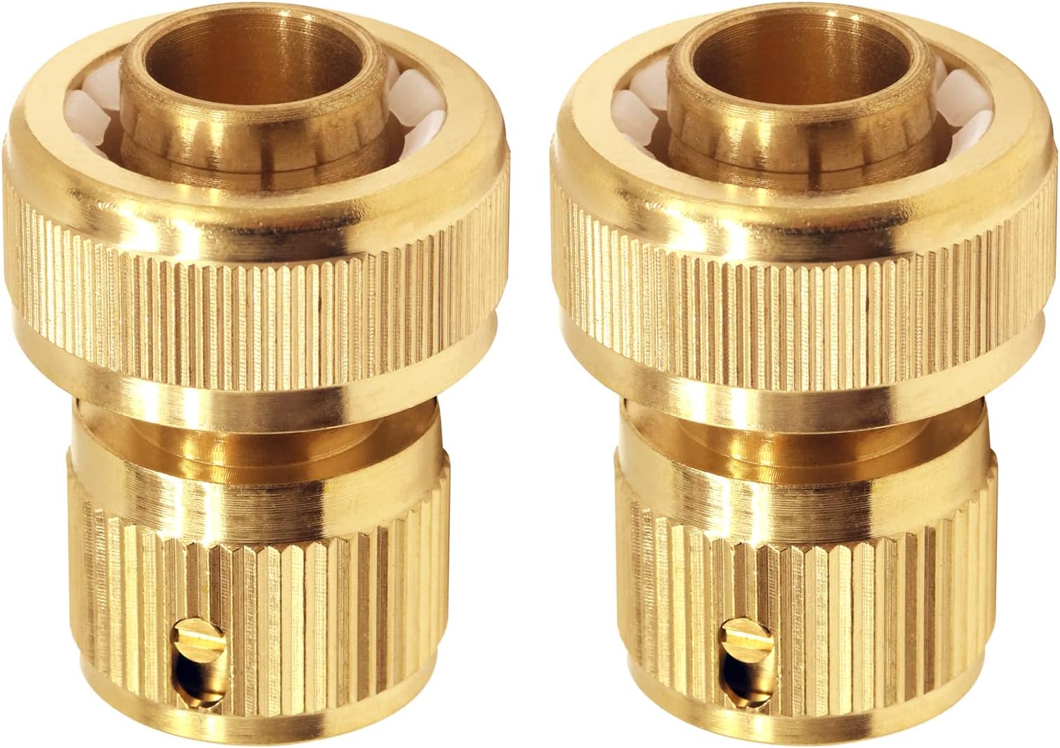 Tesmotor Pack of 2 Brass Quick Coupling, Hose Connector for 3/4 Inch Hose, Brass Garden Hose Connector for Pipe Connecting Garden Tools Hoses