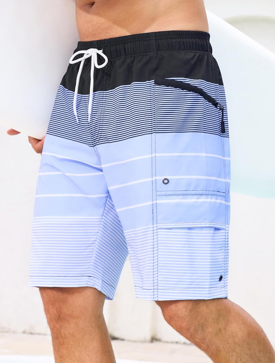 SILKWORLD Mens Swim Trunks with Compression Liner Quick Dry Bathing Suit 9" Swimming Beach Shorts with Zipper Pockets - Image 3
