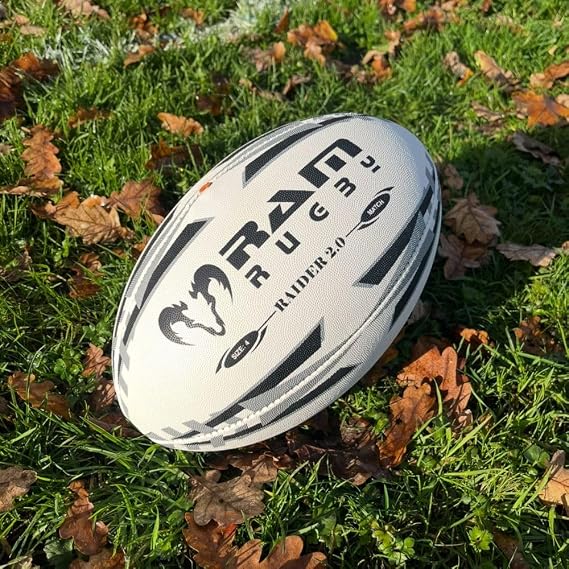 Ram Rugby Ball - Raider 2.0 Match Rugby Ball - 4 Ply Construction - 3D Grip & Valve in seam for all year round superior handling & passing control - Available in Sizes 5, 4 & 3