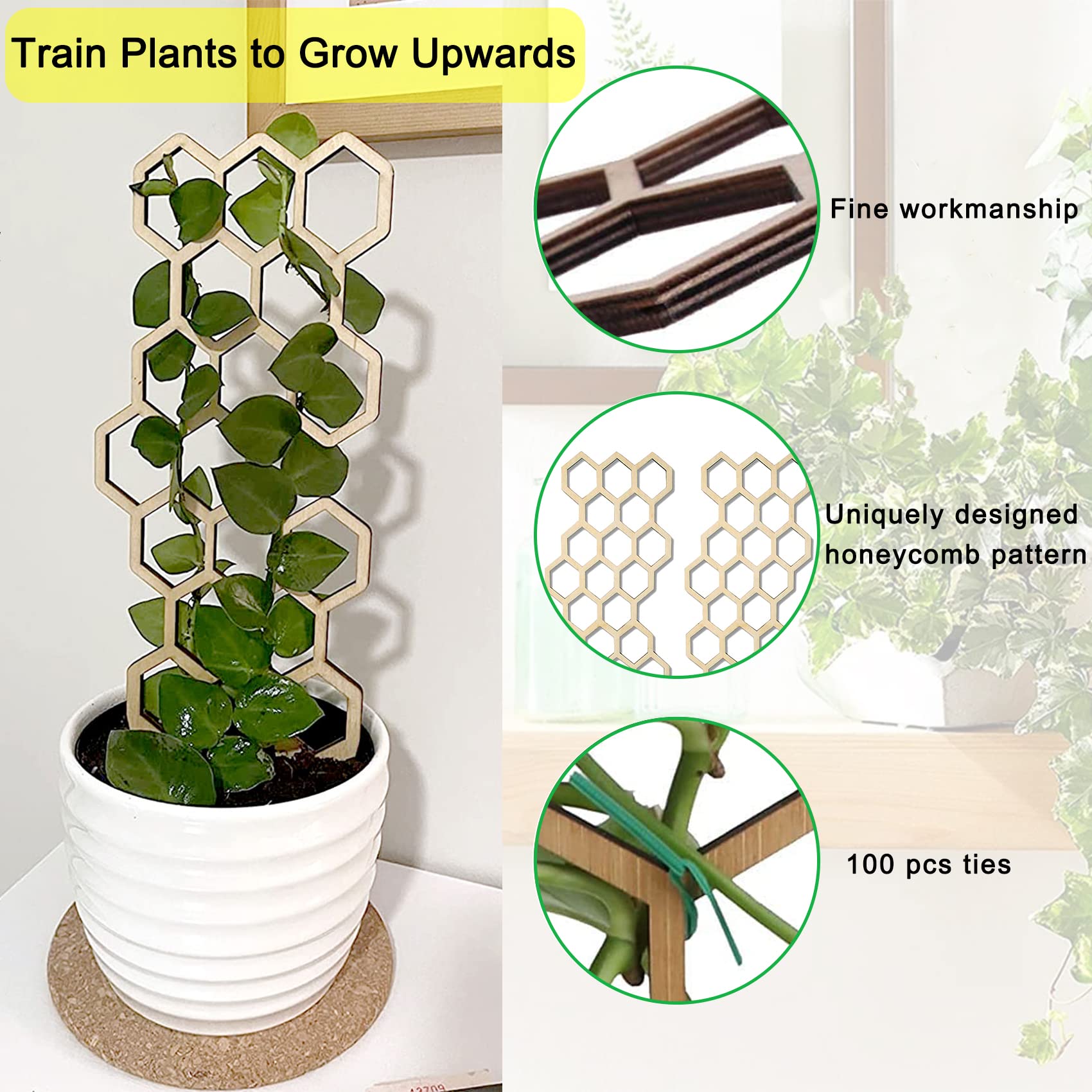 Lot de 4 treillis pour plantes grimpantes d'intérieur, petit