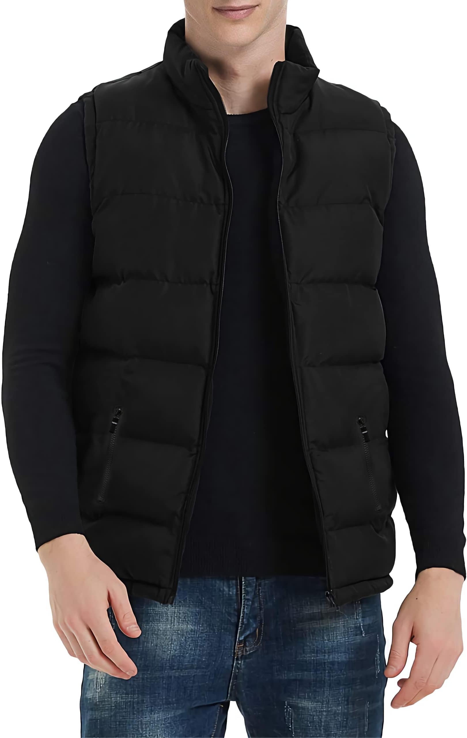 Men's Puffer Vest Water-Resistant winter outdoor Zipper Sleeveless Warm puffey jacket Size M To 5XL(Multicolor)