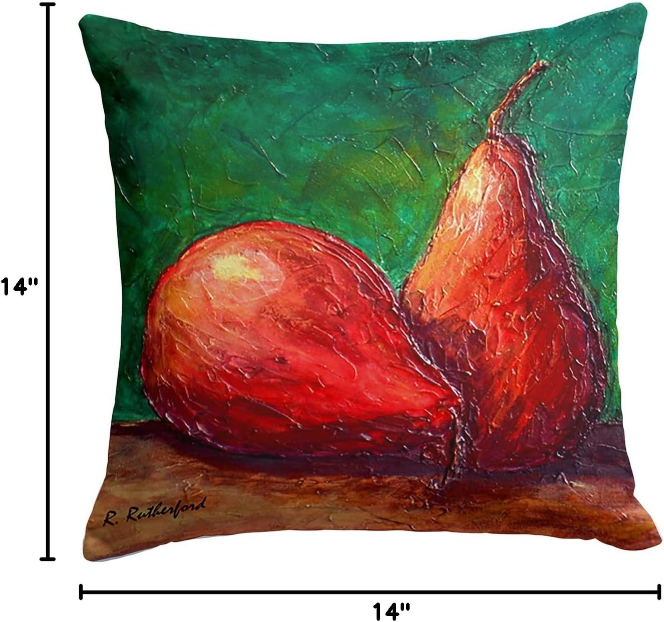 Caroline's Treasures RDR2008PW1414 Pears Fabric Decorative Pillow Machine Washable, Indoor Outdoor Decorative Pillow for Couch, Bed or Patio, 14Hx14W