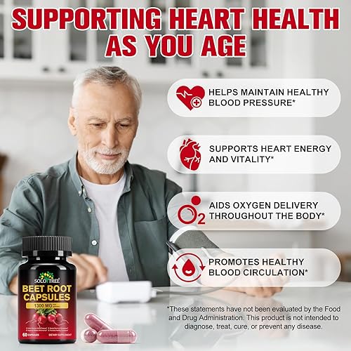 Miniatura 8 de Cápsulas de raíz de remolacha, 1300 mg de polvo de raíz de remolacha para energía natural y apoyo de resistencia, rendimiento atlético, digestivo,
