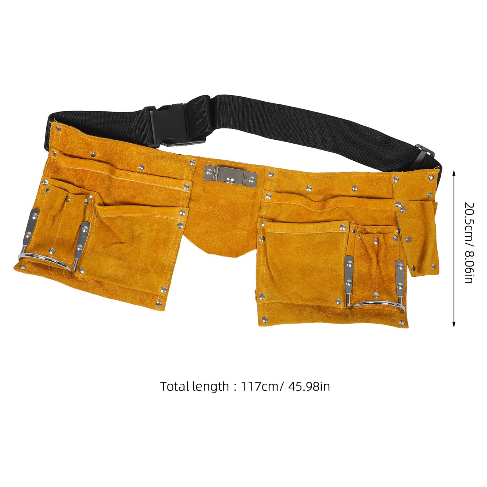 Toddmomy Ceinture Porte-Outils en Cuir Véritable pour Électricien Sacoche de Taille à Double Compartiment Rangement Sécurisé avec Boucles Renforcées Organiseur D’Outils Pratique pour