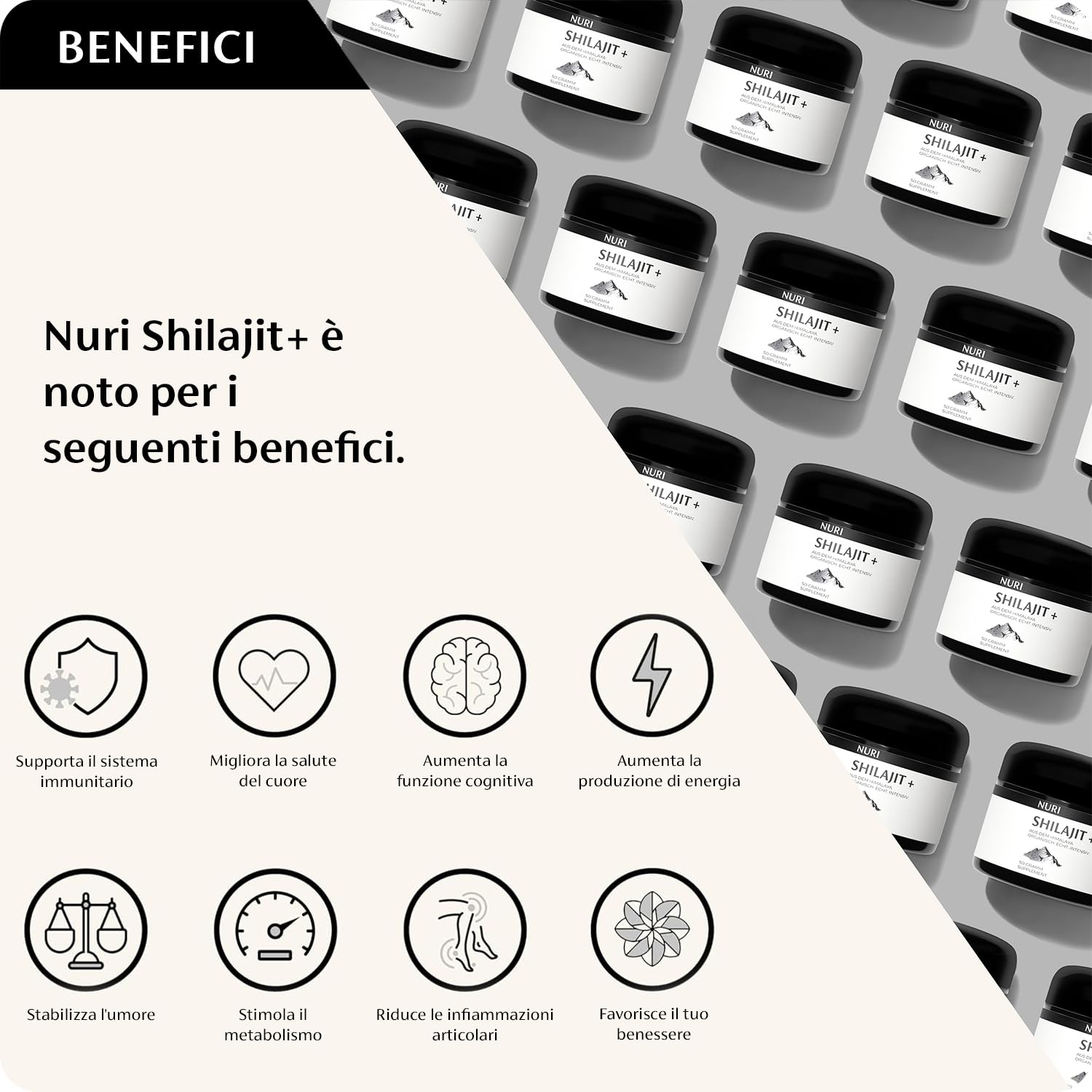 NUOVO su Amazon.it | NURI - Puro Resina di Shilajit dell'Himalaya Biologico Integratore Alimentare | 50 Grammi | Autentico e Naturale | Contiene Acido Fulvico e Oligoelementi