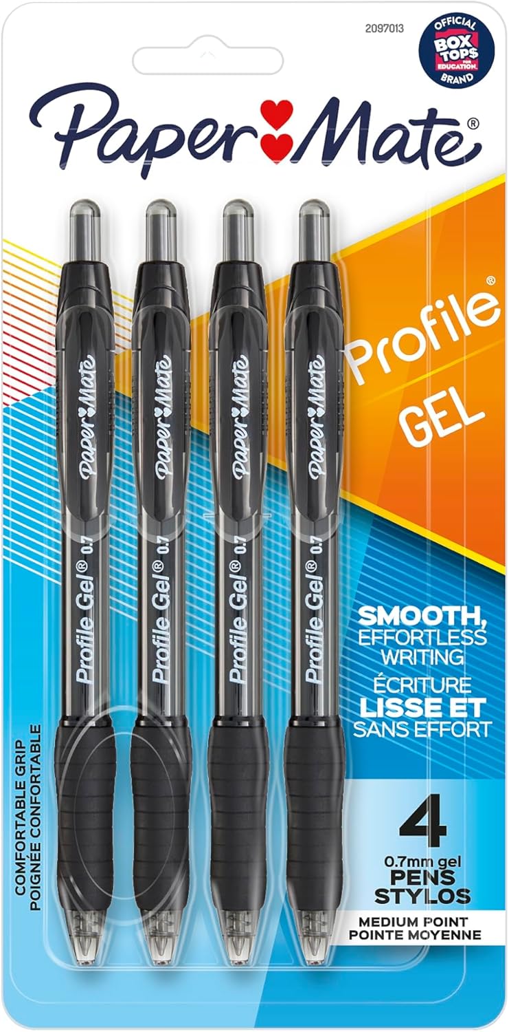 Paper Mate Gel Pen, Profile Retractable Pen, 0.7mm, Black