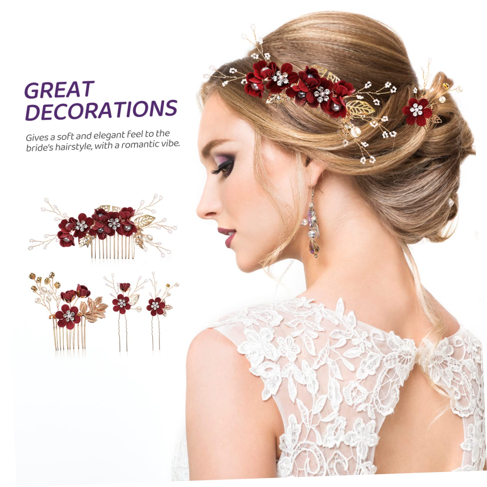 PACKOVE 2set Fermaglio Capelli Donna Elegante Perle e Foglie Floreali Pettini Fatti Mano Strass Accessori Delicati per Capelli da Sposa e Damigella d Onore