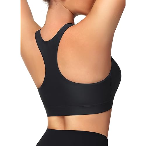 Women's Sports Bra Swim Tops for Under Shirt Bikini Top Bathing Suit Modest High Neck Quick Dry Removable Padded UPF50+