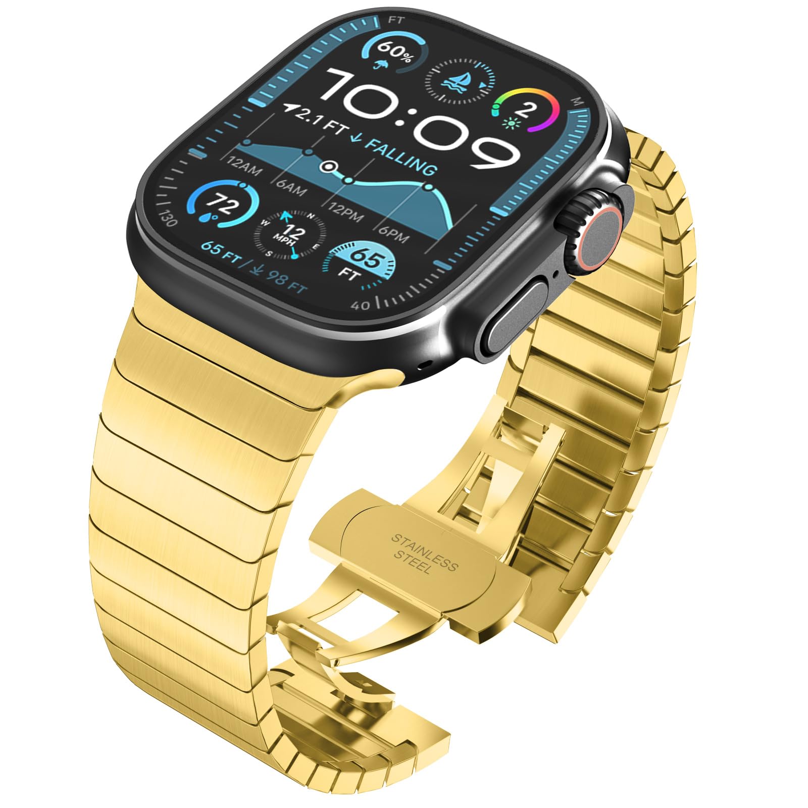 WINGLE Compatible for Apple Watch Band Ultra 3/2/1 Band 49mm Series 11 10 46mm 45mm 44mm 42mm SE 3/2/1 Series 9 8 7 6 5 4 3 2 1 Men, Stainless Steel