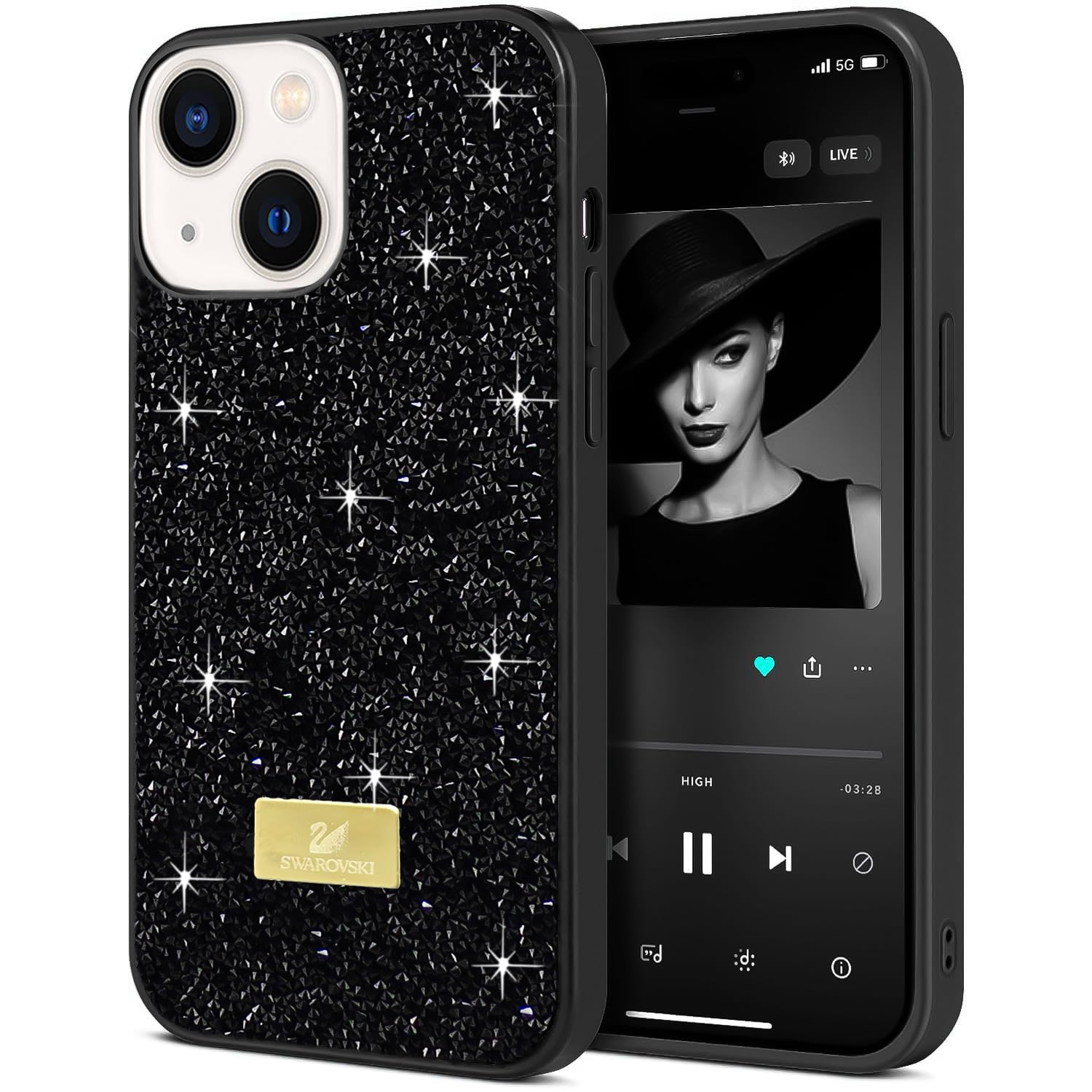 Dl3 Mobilak Case For iPhone 15 (6.1 Inch) Case Glitter, Sparkle Diamond Crystal Bling Case with Bling, Ultra Thin Lightweight Full Body Shockproof Anti-Scratch Protective Cover