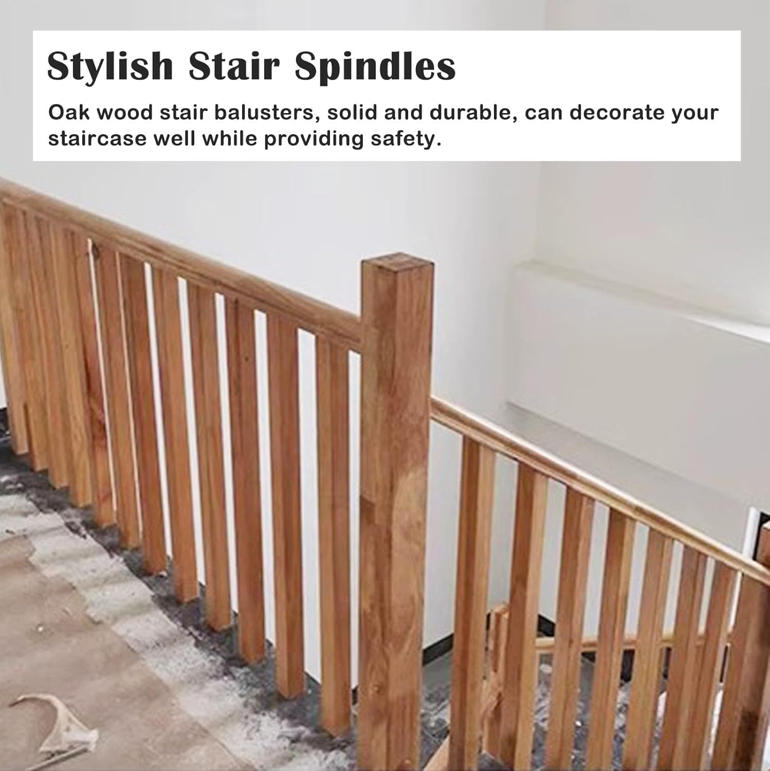 Solid Wood Balusters for Staircase Interior, Square Stair Spindles Bundles Painted, 95 Cm Replacement Deck Sstair Balusters, Indoor Outdoor Railing Guardrail(1pc)