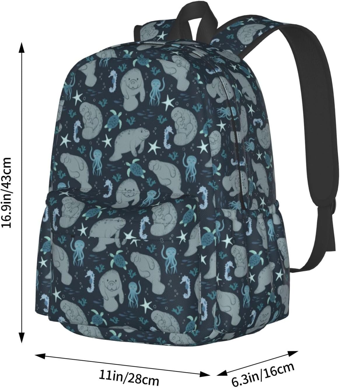 Manatees Backpack Travel Backpack for Women Men Work Laptop backpacks Carry on Backpack Computer Backpack Casual Daypack for Hiking Camping Climbing Gifts