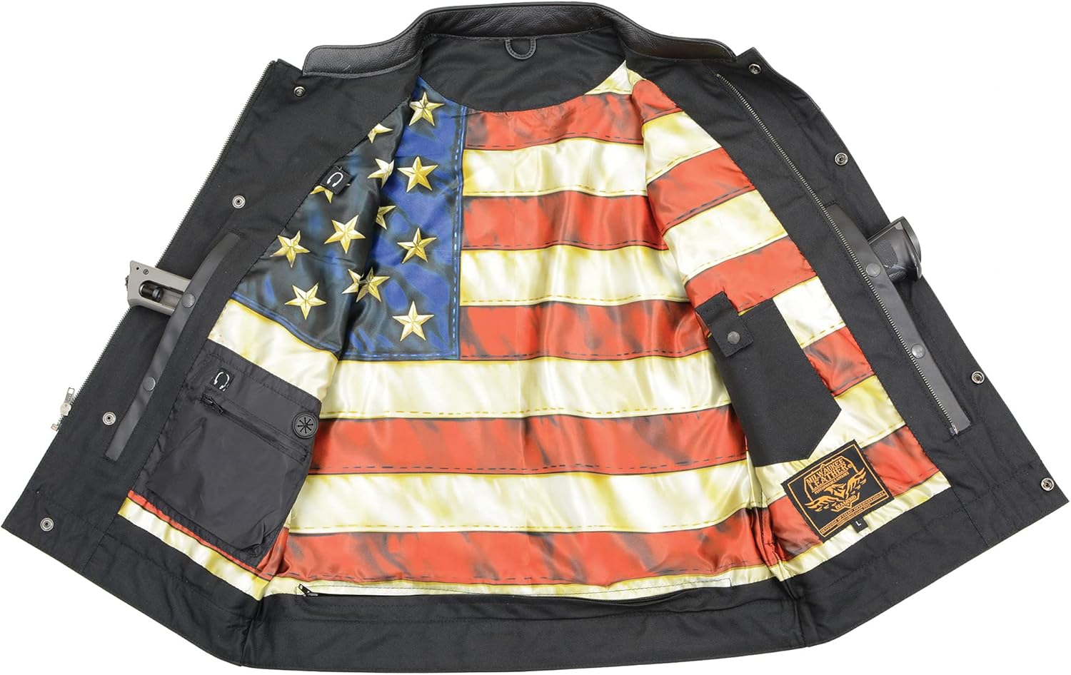 Milwaukee Leather Men's Club Style Leather Vest with Leather Braided Laced Arm Holes