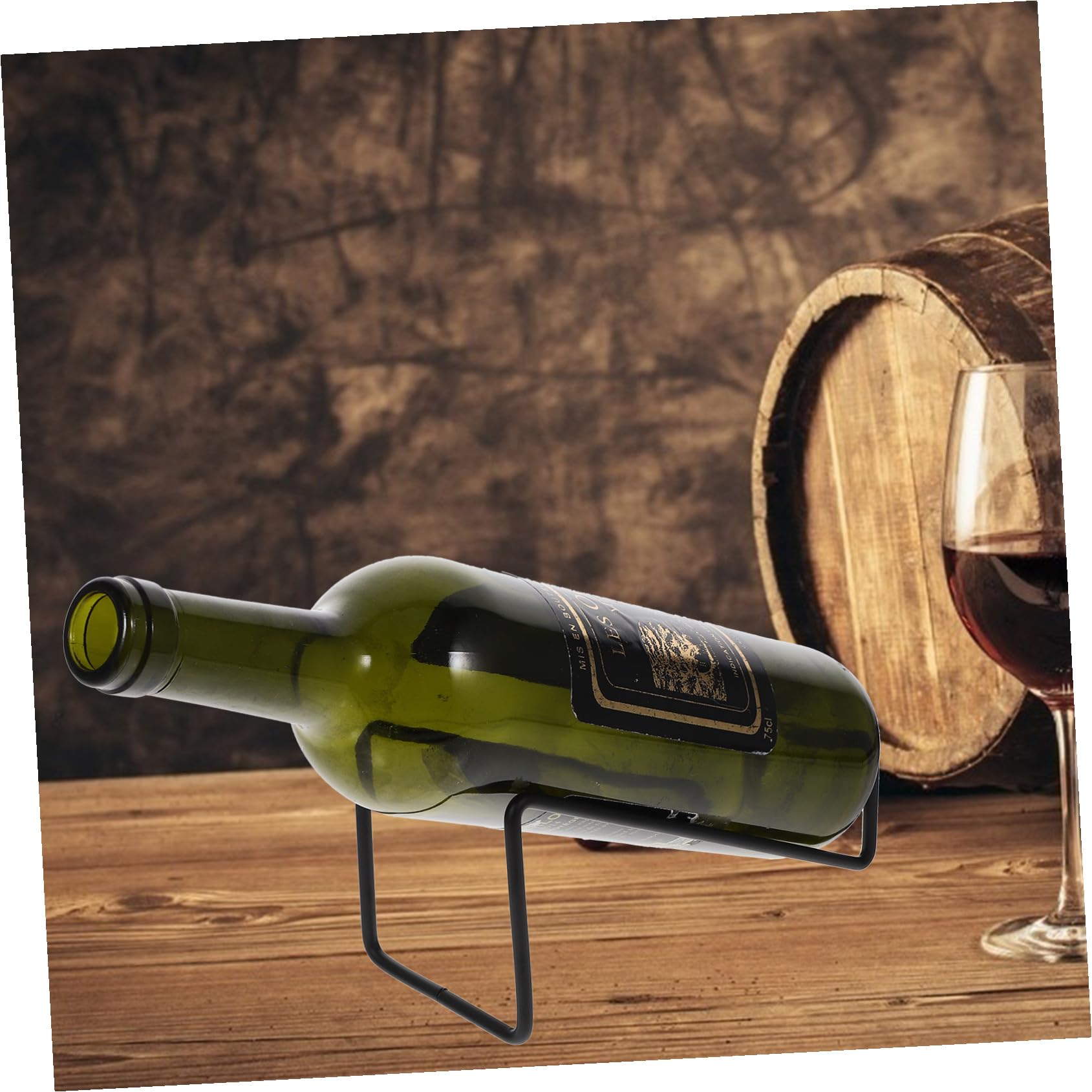 Espositore Bottiglie da Tavolo in Ferro Nero, 2 Pezzi, Compatto e Robusto, per Vino e Whisky, per Hotel e Bar