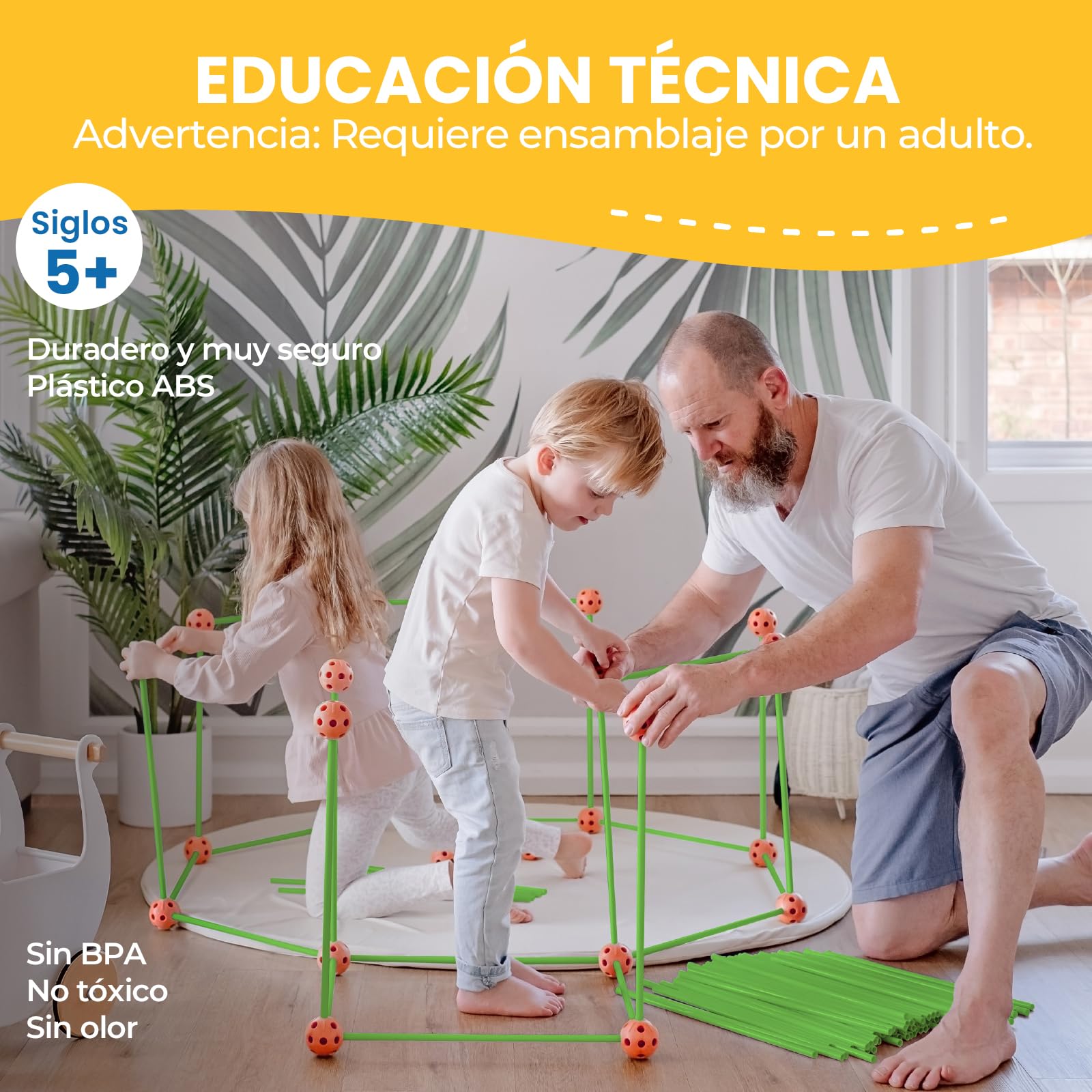 Tiny Land 130 Piezas Kit Juego Construcción de Fortaleza, Creative Fort Toy | DIY Construcción Castillos de Bricolaje, Túneles, Tienda Cabañas Juegos para Niños y Niñas de 5,6,7,8 Años