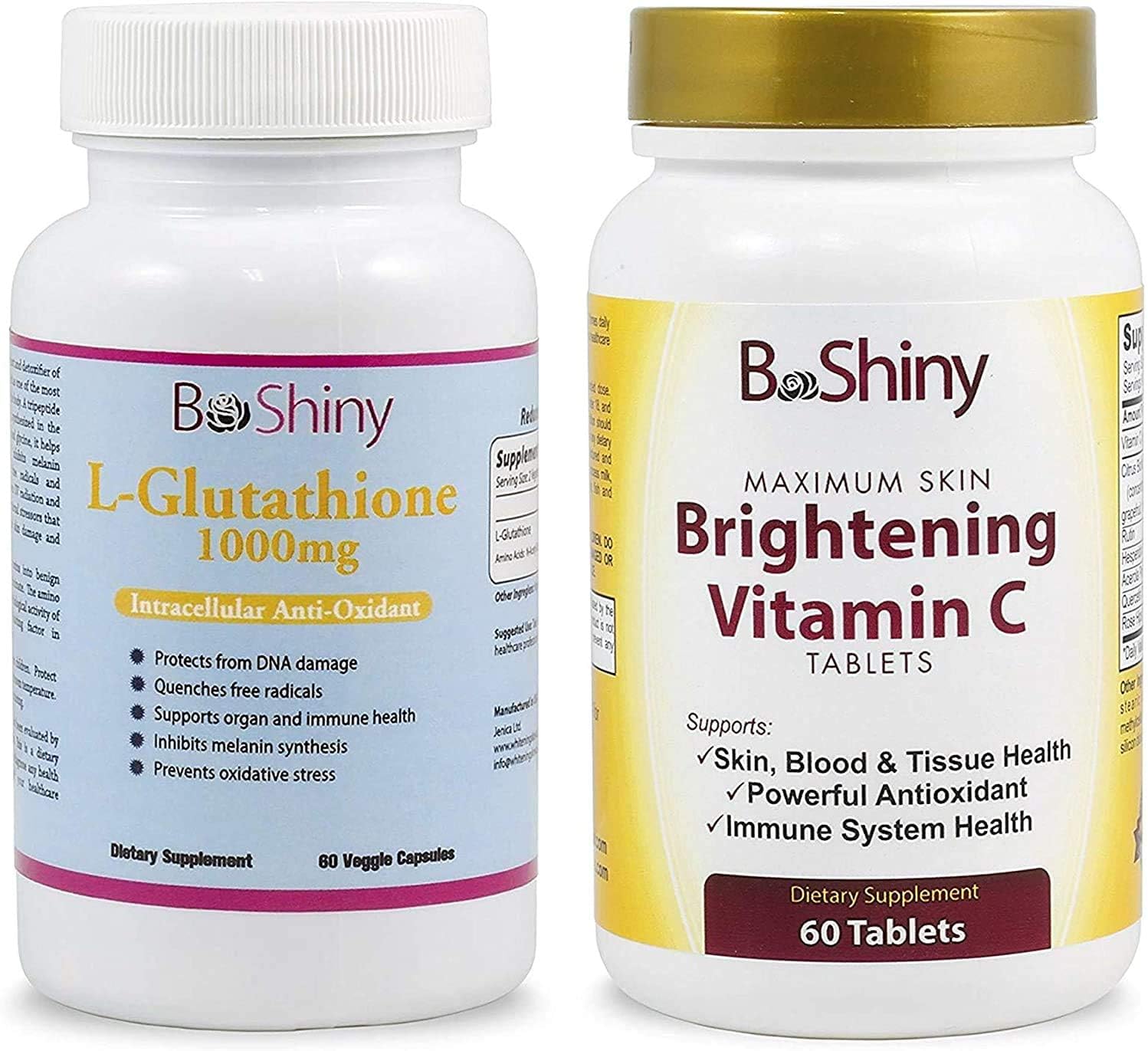 BeShiny L-Glutathione Intracellular Antioxidant 1000mg (60 Capsules) and  Vitamin C 1000mg (60 Tablets) — Even Tone Skin Bundle : Amazon.co.uk:  Health & Personal Care