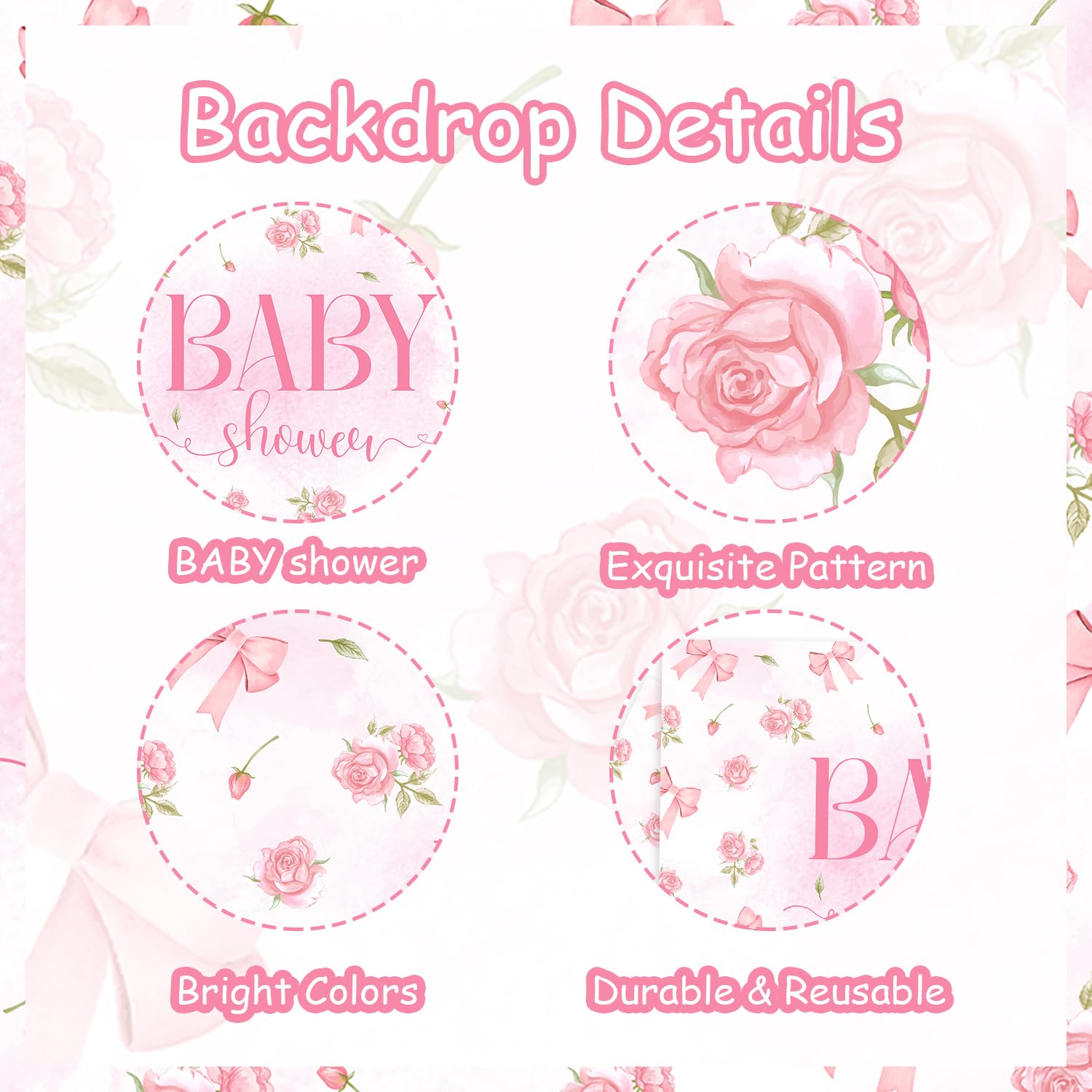 Babyblau-weiße Schleifen-Girlande – 5m Party-Dekobanner Für Mädchen, Babyparty & Brautfeier