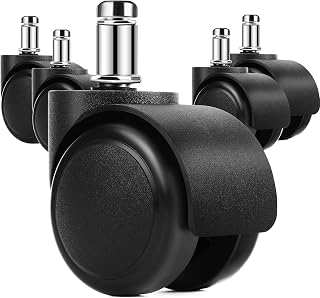 MaxGear 2" Heavy Duty Office Chair Wheels - Quiet Rubber Casters Safe for Hardwood Floors, Universal 11mm Stem Fit, Set of 5 (Not IKEA)