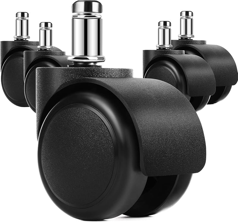 Ruedas giratorias de repuesto para silla de oficina MaxGear de 2", vástago de 11 mm, juego de 5 | vástago de 11 mm únicamente; no para sillas de 10 mm o IKEA; ruedas de goma silenciosas, aptas para pisos duros, 300 lbs
