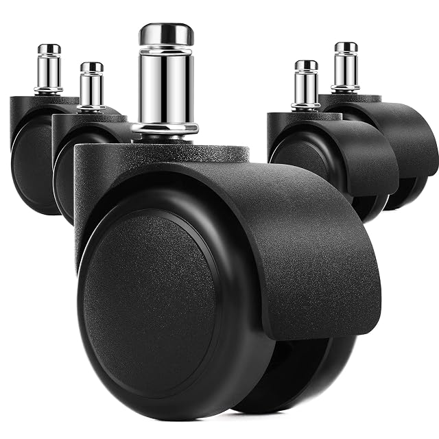 MaxGear 2 Office Chair Wheels Heavy Duty Replacement Mute Rubber Rotating Desk Chair Caster Wheels Safe for All