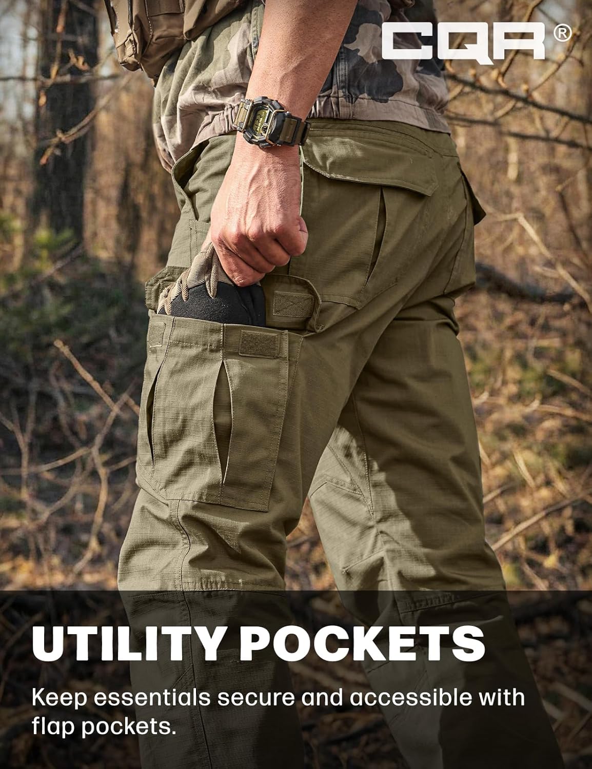 CQR Men's Tactical Pants, Water Resistant Ripstop Cargo Pants, Lightweight EDC Work Hiking Pants, Outdoor Apparel - Image 5