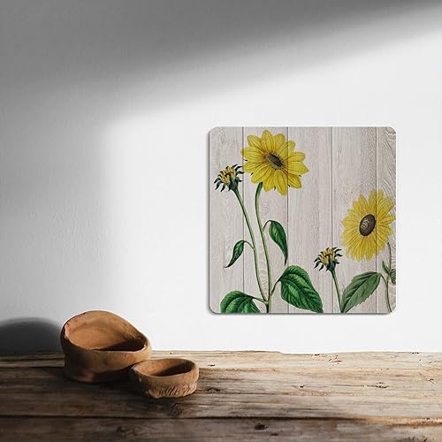 Miniatura 4 de Letrero de metal de 12 x 12 pulgadas con diseño de girasoles de granjas de otoño, diseño retro de metal de grano de madera, diseño floral, pintura